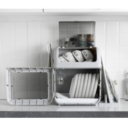 Jumper Kids ชั้นวางจาน 2 ชั้น ที่คว่ำจาน มีฝาปิด สำหรับใช้ในครัว พลาสติกหนา ขนาดใหญ่