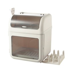 Jumper Kids ชั้นวางจาน 2 ชั้น ที่คว่ำจาน มีฝาปิด สำหรับใช้ในครัว พลาสติกหนา ขนาดใหญ่