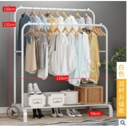 Jumper Kids ราวตากผ้าเหล็ก แขวนผ้าบาร์คู่ บาร์เดี่ยว แขวนเสื้อ พร้อมชั้นที่วางของ ที่แขวนผ้าและหมวก