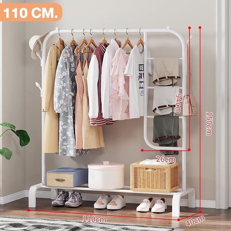 Jumper Kids ราวตากผ้าเหล็ก แขวนผ้าบาร์คู่ บาร์เดี่ยว แขวนเสื้อ พร้อมชั้นที่วางของ ที่แขวนผ้าและหมวก