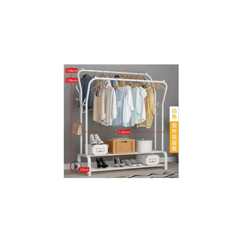 Jumper Kids ราวตากผ้าเหล็ก แขวนผ้าบาร์คู่ บาร์เดี่ยว แขวนเสื้อ พร้อมชั้นที่วางของ ที่แขวนผ้าและหมวก