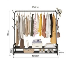 Jumper Kids ราวตากผ้าเหล็ก แขวนผ้าบาร์คู่ บาร์เดี่ยว แขวนเสื้อ พร้อมชั้นที่วางของ ที่แขวนผ้าและหมวก