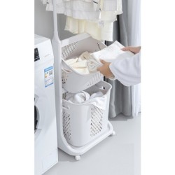 Jumper Kids ตะกร้าอเนกประสงค์แบบมีราวแขวนเสื้อ ตะกร้าผ้า มีล้อ ราวแขวนเสื้อ ราวตากผ้า รุ่นใหม่ล่าสุด