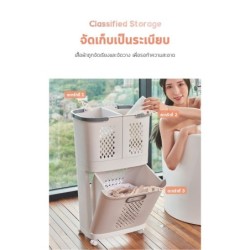 Jumper Kids ตะกร้าอเนกประสงค์ ตะกร้าผ้า  มีล้อ ถอดแยกได้ แขวนผนังได้ 2 ใบ วัสดุแข็งแรงทนทาน (สีขาว)