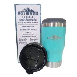 Rocky Mountain แก้วเก็บความเย็น ของแท้ ปลอดสารพิษ พร้อมฝาแก้วแบบสไลด์ ขนาด 11 ออนซ์ สแตนเลส 304