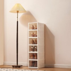 Jumper Kids กล่องเก็บรองเท้า พับได้ 3-9 ชั้น ชั้นวางรองเท้าพับได้ กล่องรองเท้าพลาสติกบานใส พับได้ shoe box waterproof