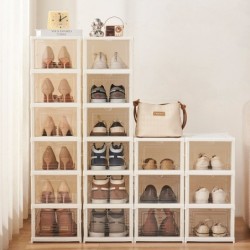 Jumper Kids กล่องเก็บรองเท้า พับได้ 3-9 ชั้น ชั้นวางรองเท้าพับได้ กล่องรองเท้าพลาสติกบานใส พับได้ shoe box waterproof