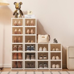 Jumper Kids กล่องเก็บรองเท้า พับได้ 3-9 ชั้น ชั้นวางรองเท้าพับได้ กล่องรองเท้าพลาสติกบานใส พับได้ shoe box waterproof