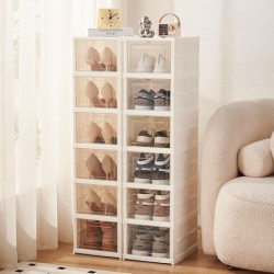 Jumper Kids กล่องเก็บรองเท้า พับได้ 3-9 ชั้น ชั้นวางรองเท้าพับได้ กล่องรองเท้าพลาสติกบานใส พับได้ shoe box waterproof