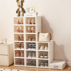 Jumper Kids กล่องเก็บรองเท้า พับได้ 3-9 ชั้น ชั้นวางรองเท้าพับได้ กล่องรองเท้าพลาสติกบานใส พับได้ shoe box waterproof