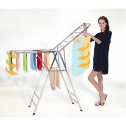 Jumper Kids ราวตากผ้าพับได้ ราวตากผ้าสแตนเลส  ที่แขวนเสื้อ กางได้ 2 ข้าง ขนาด 162 x 97 x 55 cm