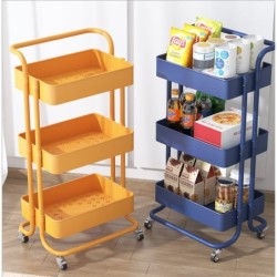 Jumper Kids ชั้นวางของพลาสติก 3 ชั้น โครงสแตนเลส พร้อมที่จับ ชั้นวางของ ในครัวหรือห้องน้ำ มีล้อเลื่อน