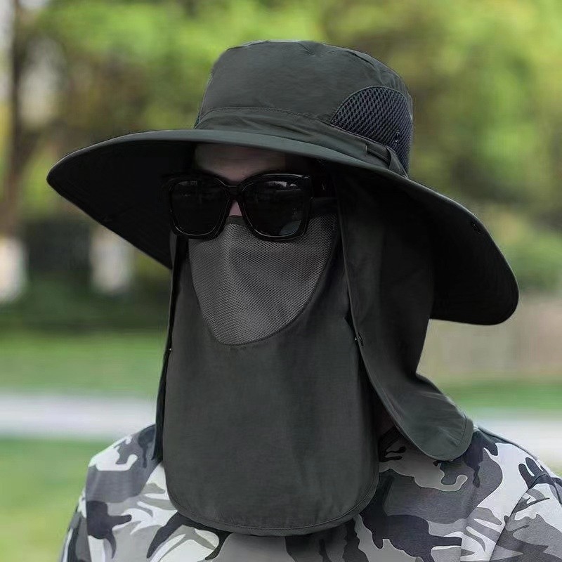Jumper หมวกกันแดด 360 องศา มีผ้า มีหน้ากาก คลุมหน้า กัน UV ทรงปีกรอบ สำหรับทำงาน กลางแจ้ง เดินป่า