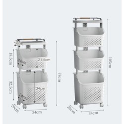 Jumper Kids ตะกร้าผ้า ตะกร้าอเนกประสงค์ 2-3 ชั้น พร้อมชั้นวางของ จัดเก็บง่าย มีล้อ แข็งแรงทนทาน