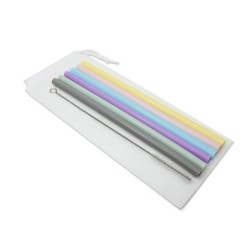 แพ็ค 6 ชิ้น Jumper Kids หลอดซิลิโคน หลอดยาง หลอดดูดน้ำ ใช้ซ้ำได้ พร้อมแปลงทำความสะอาด (คละสีเงา)