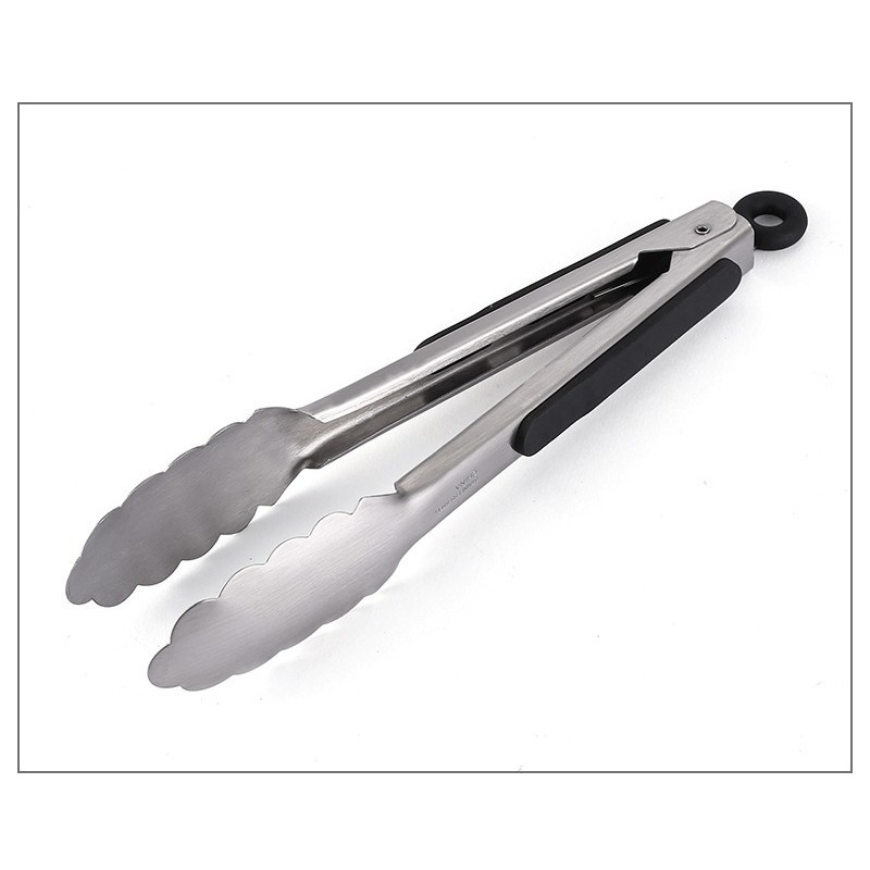 Jumper Kids ที่คีบอาหารสแตนเลส ที่คีบอเนกประสงค์ ที่คีบอาหาร ด้ามจับพลาสติก กันความร้อน ไม่ขึ้นสนิม ที่แขวนพร้อมที่ล็อค