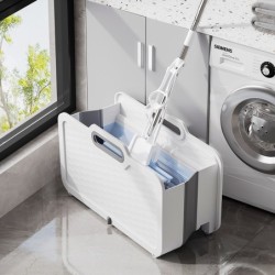 Jumper ถังถูพื้นพับได้ มีหูหิ้ว ทรงสวยงาม ทันสมัย สำหรับไม้ถูพื้นแบบผ้าและฟองน้ำ ขนาด 44 x 19 x 27.5 cm (ไม่รวมไม้)