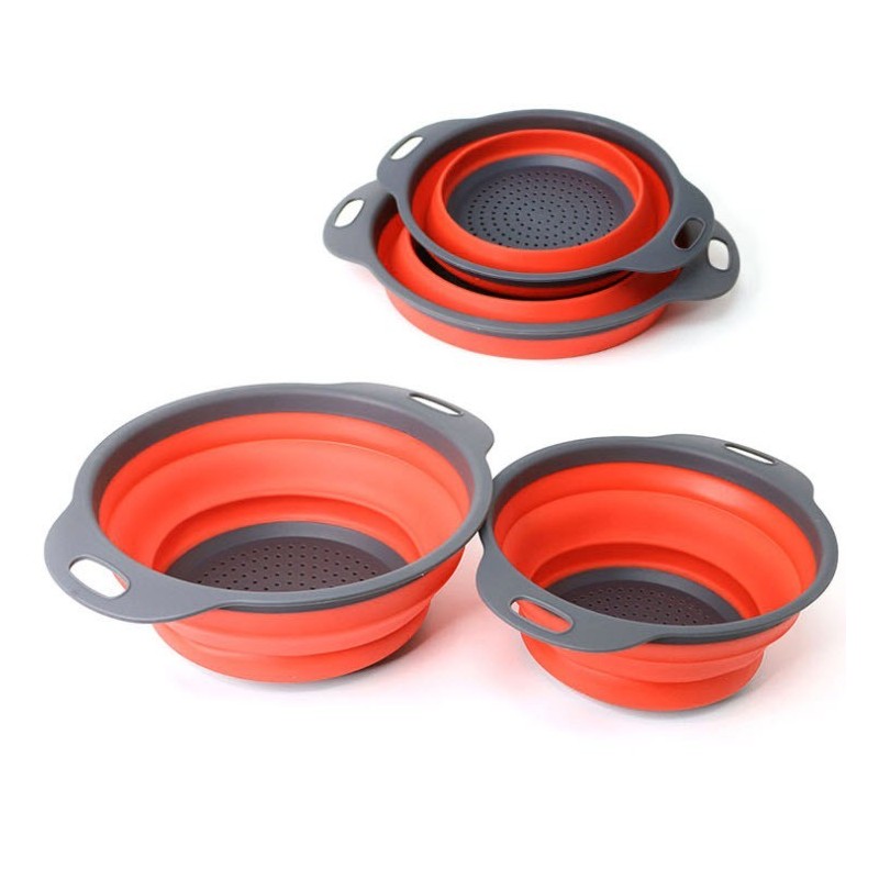 (2 ชิ้น 2 ขนาด) Jumper Kids ตะกร้าล้างผักซิลิโคน  ตะกร้าล้างผัก  ตะแกรงล้างผัก พับได้