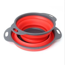 (2 ชิ้น 2 ขนาด) Jumper Kids ตะกร้าล้างผักซิลิโคน  ตะกร้าล้างผัก  ตะแกรงล้างผัก พับได้