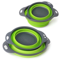 (2 ชิ้น 2 ขนาด) Jumper Kids ตะกร้าล้างผักซิลิโคน  ตะกร้าล้างผัก  ตะแกรงล้างผัก พับได้