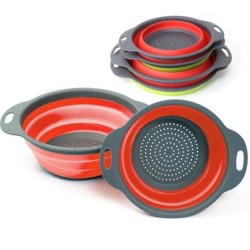 (2 ชิ้น 2 ขนาด) Jumper Kids ตะกร้าล้างผักซิลิโคน  ตะกร้าล้างผัก  ตะแกรงล้างผัก พับได้