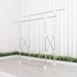 Jumper ราวตากผ้าสแตนเลส พับได้ ยืดขยายได้ ตากได้ 2-3 ราวใหญ่ มีล้อ ไม่แถมไม้แขวนเสื้อ