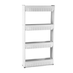 Jumper Kids ชั้นวางของพลาสติก อเนกประสงค์ สำหรับที่แคบ ปรับขนาดได้ 4 ชั้น แบบมีล้อเลื่อน