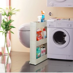 Jumper Kids ชั้นวางของพลาสติก อเนกประสงค์ สำหรับที่แคบ ปรับขนาดได้ 4 ชั้น แบบมีล้อเลื่อน