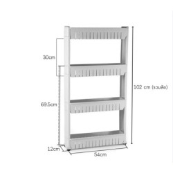 Jumper Kids ชั้นวางของพลาสติก อเนกประสงค์ สำหรับที่แคบ ปรับขนาดได้ 4 ชั้น แบบมีล้อเลื่อน