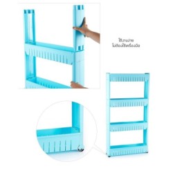 Jumper Kids ชั้นวางของพลาสติก อเนกประสงค์ สำหรับที่แคบ ปรับขนาดได้ 4 ชั้น แบบมีล้อเลื่อน