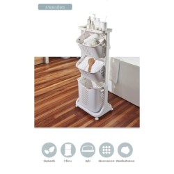 Jumper Kids ตะกร้าอเนกประสงค์ 2 ชั้น มีล้อ วัสดุแข็งแรงทนทาน พร้อมตะกร้าปรับองศา (สีขาว)