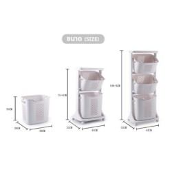 Jumper Kids ตะกร้าอเนกประสงค์ 2 ชั้น มีล้อ วัสดุแข็งแรงทนทาน พร้อมตะกร้าปรับองศา (สีขาว)