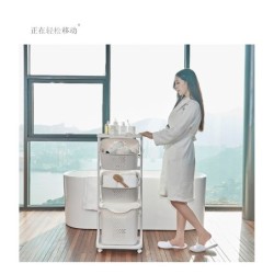 Jumper Kids ตะกร้าอเนกประสงค์ 2 ชั้น มีล้อ วัสดุแข็งแรงทนทาน พร้อมตะกร้าปรับองศา (สีขาว)