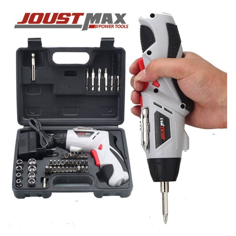 JOUST MAX สว่านไฟฟ้า สว่านไร้สาย ไขควงไฟฟ้า ไร้สาย 4.2V ชุดไขควง พร้อมที่ชาร์จไฟ และหัวต่อเสริม 42 ชิ้น