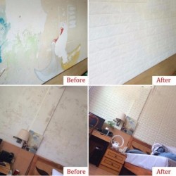 5ชิ้น!! วอลเปเปอร์ สติกเกอร์ติดผนัง สามมิติ ลายอิฐ มีกาวในตัว Wallpaper 3D 70x77 cm ลดล้าง Stock!!!!