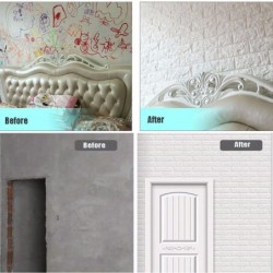 5ชิ้น!! วอลเปเปอร์ สติกเกอร์ติดผนัง สามมิติ ลายอิฐ มีกาวในตัว Wallpaper 3D 70x77 cm ลดล้าง Stock!!!!