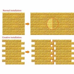 5ชิ้น!! วอลเปเปอร์ สติกเกอร์ติดผนัง สามมิติ ลายอิฐ มีกาวในตัว Wallpaper 3D 70x77 cm ลดล้าง Stock!!!!