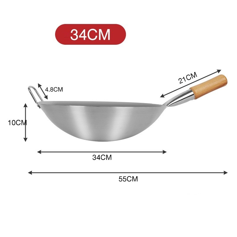 Jumper Kids กระทะสแตนเลส 30/32/34/36/40cm กระทะก้นลึก Chinese Wok ทำจากสแตนเลส ผัด ทอด สแตนเลสอย่างดี ไม่ติดกระทะ