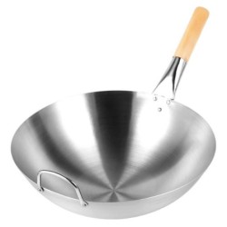 Jumper Kids กระทะสแตนเลส 30/32/34/36/40cm กระทะก้นลึก Chinese Wok ทำจากสแตนเลส ผัด ทอด สแตนเลสอย่างดี ไม่ติดกระทะ