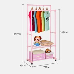 Jumper Kids ราวตากผ้า ราวแขวนผ้า ราวตากผ้าสแตนเลสบาร์คู่ พร้อมล้อเลื่อน