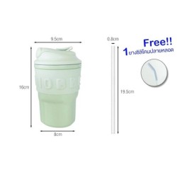 Jumper Kids แก้วสแตนเลส เก็บความเย็น ขนาด 450ml พร้อมฝาทรงใหม่และสายคล้อง ในชุดมีหลอดและยางซิลิโคน