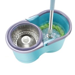 ถังปั่นไม้ม๊อบหัวม๊อบสแตนเลส (ฟ้า/ชมพู/ม่วง) แถมผ้าม๊อบ 2ผืน รุ่น C480(C001-สีเขียว)