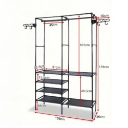 Jumper Kids ตู้แขวนเสื้อ ราวแขวนเสื้อ ราวตากผ้าเหล็ก เเบบสอง-สามเเถว มีชั้นวางของตะขอเเขวน ใช้ในคอนโด ประหยัดพื้นที่