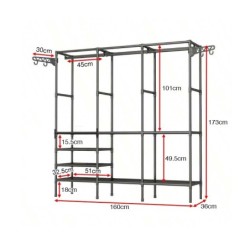 Jumper Kids ตู้แขวนเสื้อ ราวแขวนเสื้อ ราวตากผ้าเหล็ก เเบบสอง-สามเเถว มีชั้นวางของตะขอเเขวน ใช้ในคอนโด ประหยัดพื้นที่