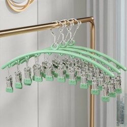 Jumper Kids ไม้แขวนเสื้อแบบหนีบ ที่ตากถุงเท้า ที่หนีบผ้าสแตนเลส ไม้แขวนสแตนเลส 10 ตัวล็อค ประหยัดพื้นที่ (ราคา 1 ชิ้น)