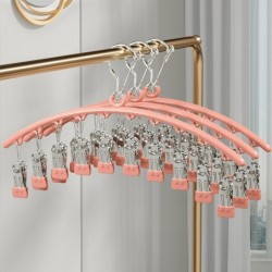 Jumper Kids ไม้แขวนเสื้อแบบหนีบ ที่ตากถุงเท้า ที่หนีบผ้าสแตนเลส ไม้แขวนสแตนเลส 10 ตัวล็อค ประหยัดพื้นที่ (ราคา 1 ชิ้น)