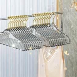 Jumper ไม้แขวนเสื้อสแตนเลส เคลือบพลาสติก กลิตเตอร์ ลายฟรุ้งฟริ้ง มีลายในพลาสติก ขนาด 40*22 cm แพ็ค10