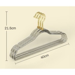 Jumper ไม้แขวนเสื้อสแตนเลส เคลือบพลาสติก กลิตเตอร์ ลายฟรุ้งฟริ้ง มีลายในพลาสติก ขนาด 40*22 cm แพ็ค10