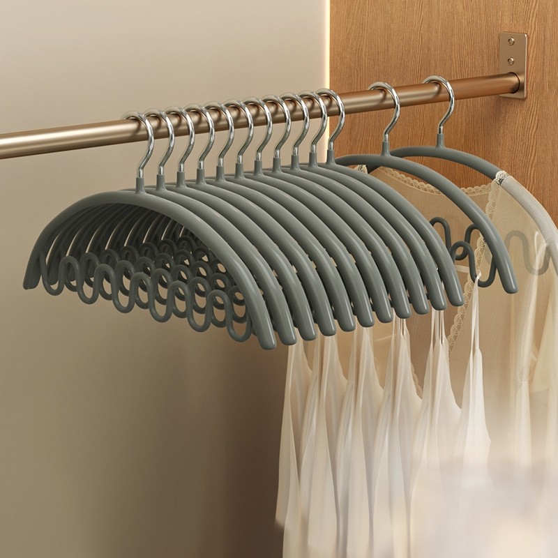 Jumper Kids ไม้แขวนเสื้อสแตนเลส เคลือบซีลีโคนหนาพิเศษ ป้องกันลื่น มีขดร่อง แขวนได้หลากหลายทรง ขนาด 42*21 ซม. แพ๊ค 5 ชิ้น