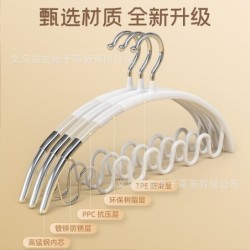 Jumper Kids ไม้แขวนเสื้อสแตนเลส เคลือบซีลีโคนหนาพิเศษ ป้องกันลื่น มีขดร่อง แขวนได้หลากหลายทรง ขนาด 42*21 ซม. แพ๊ค 5 ชิ้น